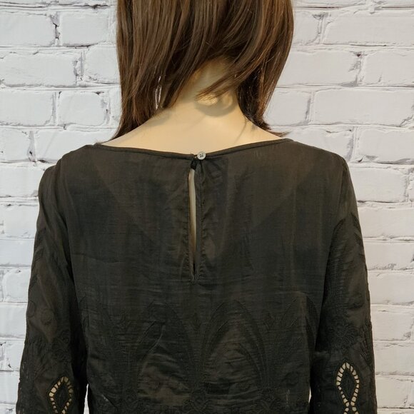 BANANA REPUBLIC - Beautiful black lace hem top (silk & cotton) - Picture 7 of 8